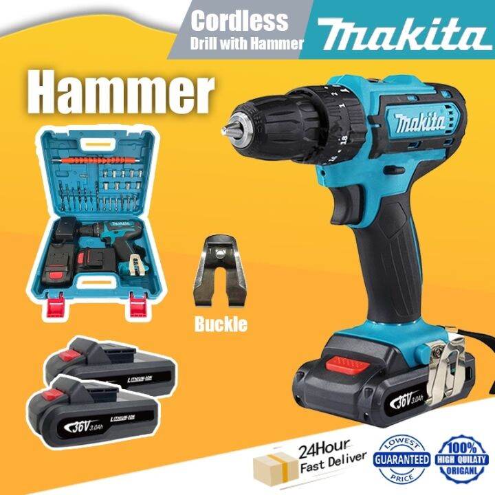 MAKITA 36V Hammer/Cordless electric drill with Tools Set Box 2x Battery