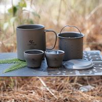 Set of 5 Pieces Tea Set Water Cup with Strainer Camping Outdoor Titanium Cup