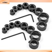 RUHAN 18 Piece 1/8 ", 3/16", 1/4 ", 5/16", 3/8 ", 7/16", 1/2 "และ5/8" เจาะคอปก เหล็กคาร์บอนสตีล แหวนตำแหน่ง ชุดดอกสว่าน มัลติฟังก์ชั่ วงแหวนจำกัด ดอกสว่านหยุดความลึก สำหรับช่างไม้การก่อสร้าง