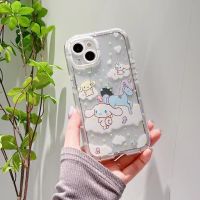 (ร้อน) การ์ตูนสุนัข Cinnamoroll ส่องสว่างกรณีศัพท์สำหรับ 13 12 11 Pro Max มินิ XR XS MAX 8x7 SE2เรืองแสงชายแดนปก