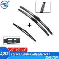 Wiper Front &amp; Rear Wiper Blades Set Kit For Mitsubishi Outlander MK1 2003-2007 Windshield Windscreen 22"+19"+16"