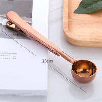 Two-in-one Multifunction Coffee Spoon Stainless Steel Kitchen Supplies Scoop With Bag Seal Clip Coffee Measuring Spoon