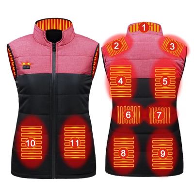 ZZOOI Winter 9 PCS Heated vest Jacket Fashion Men Women Coat Intelligent USB Electric Heating Thermal Windproof Clothes Heated Vest