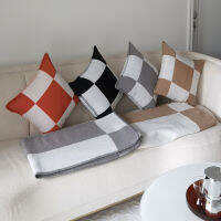 H Pillow Nordic Style Model Room Lunch Break Sofa Cushion Car Waist Back Cushion Wool Knitted Pillowcase