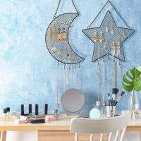 ✖ Useful Moon Star Shaped Ear Stud Metal Grid Display Rack Space-saving Jewelry Display Stand Durable for Bedroom