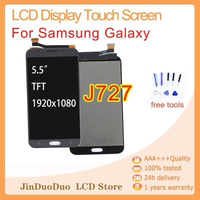 100% ต้นฉบับเหมาะสำหรับ J727 Samsung Galaxy หน้าจอสัมผัสดิสเพลย์ดิจิไทเซอร์จอแอลซีดีประกอบเหมาะสำหรับซัมซุง J7 2017