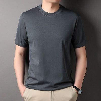 HOT11★BROWON Brand Men T Shirt 2023 Summer Short Sleeve Solid Color T Shirts for Men Cal O-Neck Collar Regular Fit Men Tees Tops