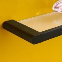 ☋ Vidric DIY Bathroom Shelves Stainless Steel Alloy Matte Black Rubber Paint Glass Dresser Bathroom/kitchen Shelf