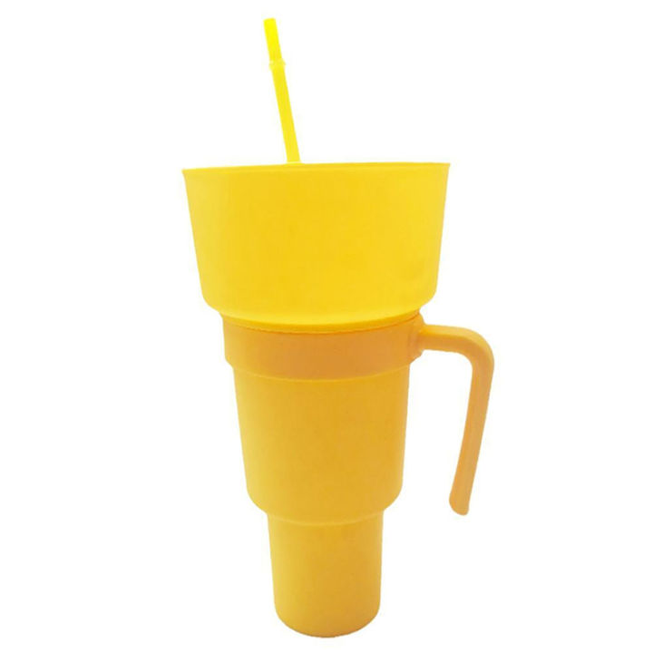 Snack Cup with Straw, 2 in 1 Cup Combo for Drink Snack Bowl