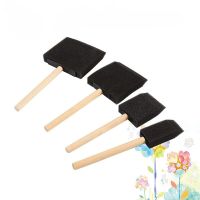 Wooden handle Foam Paint Brush Sponge Oil Stain Polyurethane Craft Art Craft Paint Brush Set Child Painting Sponge Foam Brushes Drawing Painting Suppl