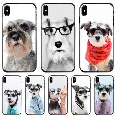 [Yellow peach flavor]  Funny Schnauzer Dog Hard เคสโทรศัพท์สำหรับ iPhone 11 12 13 14 Pro MAX Mini 5 5S SE 6 6S 7 8 Plus 10 X XR XS