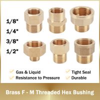 Brass 1/8 quot; 1/4 quot; 3/8 quot; 1/2 quot; Female to Male Threaded Hex Bushing Reducer Copper Pipe Fitting Water Gas Adapter Coupler Connector