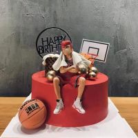 Basketball Theme Happy Birthday Cupcake Topper Cute Sport Fans Cake Topper For Boys Birthday Party Dessert Cake Decorations Gift