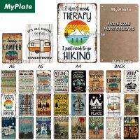 [MyPlate] Happy Camper Rules Wooden Sign Wood Plaque Plate Painting For Pub Bar Home Wall Decoration Poster Gift Custom Made  Power Points  Switches S