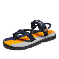 Flip-Flops Mens Casual รองเท้ารองเท้าแตะกีฬาแนวโน้ม Elastic Toe แหวนรองเท้าแตะรองเท้าผ้าใบรองเท้าเชือกชายหาดผู้ชาย Plus ขนาด ~