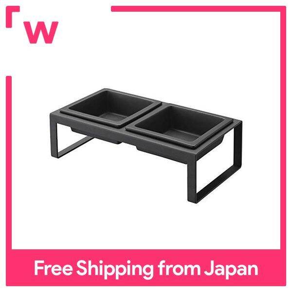 Yamazaki Pet Food Bowl Stand Set Tall Black Approx. W29XD15.5XH10cm