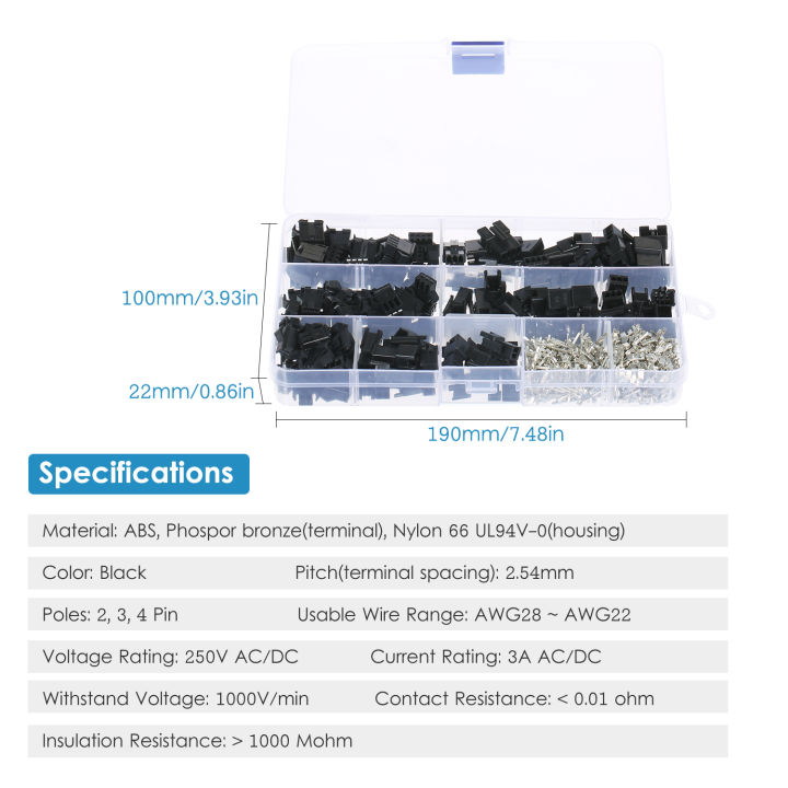 kkmoon-480ชิ้น-jst-sm-2-54มิลลิเมตรพิน2-pin-3-pin-4-pin-เชื่อมต่อที่อยู่อาศัยชุดหญิงและชายดูปองท์ชุดเชื่อมต่อสำหรับสายจัมเปอร์สายเคเบิลริบบิ้นพีซีหัวหุ่นยนต์เครื่องพิมพ์-diy