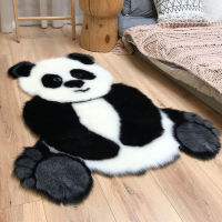 2021Panda Pattern Shaggy Carpet Imitation Leather Fur Rug Animal Shape Area Rug Carpets For Living Room Mat Tapete Kids Room Decor