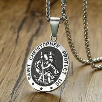 Fashion Charm Saint Christopher Pendant Necklace Mens Prayer Amulet Accessory Hip Hop Punk Biker Gift