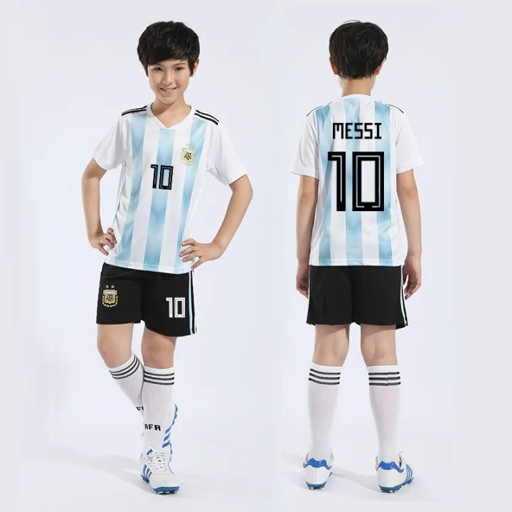 2018 World Cup Argentina Jersey No.10 Messi Jersey for Kids Football