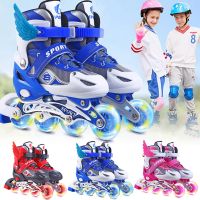 Flash childrens skates High quality kids roller skates PVC single wheel roller skates inline skates Adjustable size