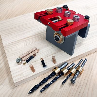 Wood Doweling Jig 6 8 10 15mm Drill Bits Adjustable Pocket Hole Jig 3 In 1 Furniture Connector Punch Locator for DIY Woodworking