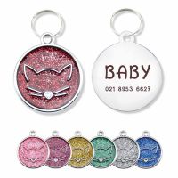 ▩ Personalized Engraving Pet Cat Name Tags Customized Dog ID Tag Collar Accessories Nameplate Necklace Chain Charm Supplies 2.5CM