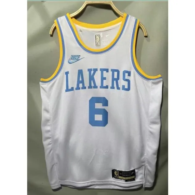 Most Popular 2022 23basketball Hot Pressed 2023 Nba Los Angeles Lakers No 6 James Retro White 7051