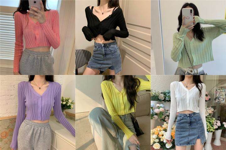 พร้อมส่ง-เสื้อคลุมไหมพรมแขนยาวผ้าร่องแต่งกระดุมหน้า-กระดุมใช้ได้จริง-กันแดด-กันฝน-ใส่กับอะไรก็ปังมากแม่-lg011