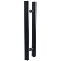 2 Pcs Black Stainless Steel Wooden Door Handle Glass Door Handle Square Tube Black Painted Wooden Door Armrest