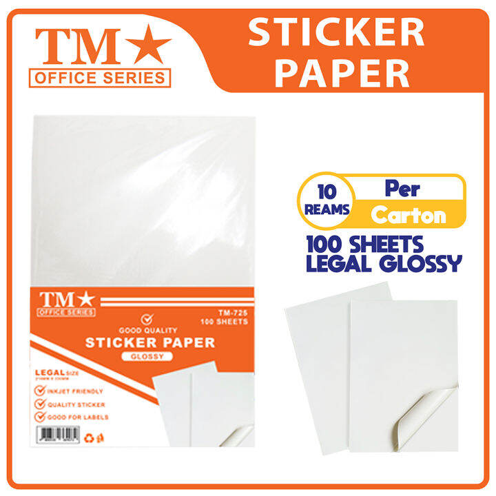 TM Sticker Paper Legal 100's x 10 reams Lazada PH