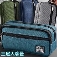 High-end high-capacity simple pencil case female middle school students boys junior high school students ins Japanese pencil bag high-end net red canvas stationery bag high school students college students stationery box primary school children childrens