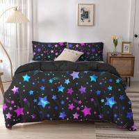 Star Single Double Twin Queen Bedding Set 2/3pcs Night Sky 90/135/150 Bed Cover Kid Duvet Cover Set Dark Blue Galaxy Bedclothes