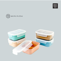 PIN กล่องข้าวเล็ก+ช้อนส้อม Moshi Moshi Lunch Box 850 ml. คละสี กล่องใส่อาหาร