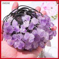 ZHEZHE 10pcs แทรกไมโคร จี้อเมทิสต์ขนาดเล็ก รูปร่างไม่ปกติ อุปกรณ์เสริมคอ สร้อยคอโซ่โซ่ 2023ใหม่ สร้อยคอคริสตัลธรรมชาติ ใช้ได้ทุกเพศ