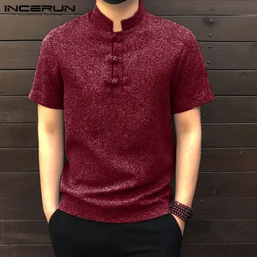 Modern Men's Short Sleeve Mandarin Collar Slim Fit Shirt Chinese Frog Button