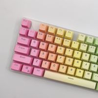 ปุ่มกดคีย์บอร์ด OEM PBT แบบโปร่งแสง แต่งไล่โทนสีรุ้ง สําหรับคีย์บอร์ดเล่นเกม