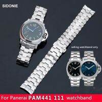 ◄ เหมาะสำหรับ Panerai PAM441 111 สายนาฬิกาผู้ชายสายเหล็กข้อศอกผีเสื้อนาฬิกาเข็มกลัดผีเสื้อ 24 มม.