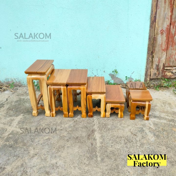 slk-ชุดโต๊ะหมู่บูชาไม้สัก-หมู่-7-หน้า-4-48-35-สูง45-ซม-ก-ลึก-ส-งานไม้สัก-สีเคลือบใส