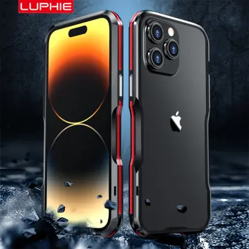 For iphone 15 14 13 12 pro max LUPHIE Shockproof Armor Metal Bumper Case  Cover
