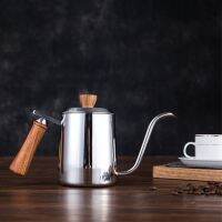 300600Ml สแตนเลสกาต้มน้ำกาแฟ Gooseneck Spout Pour Over บางปาก R หม้อชา Scale ไม้ Handle