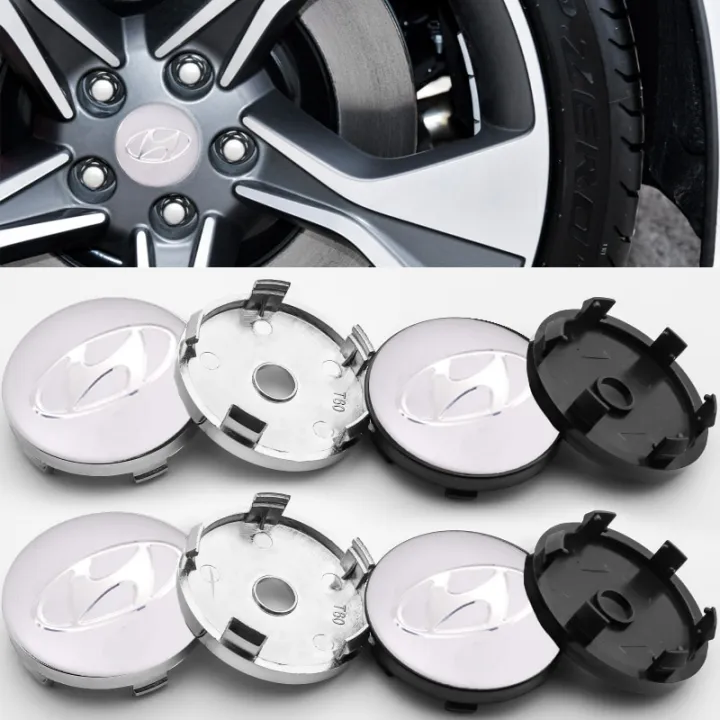 LAIFU 4pcs 60mm Car HYUNDAI Logo Wheel Center Hub Caps Rim Cover Trim