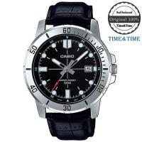 Time&amp;Time CASIO Standard นาฬิกาข้อมือผู้ชาย สีดำ/เงิน สายหนัง รุ่น MTP-VD01L-1EVUDF (ประกัน CMG)