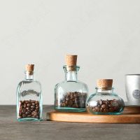 【LZ】✥✤  Criativo frasco de armazenamento vidro simplicidade selo cortiça leite chá loja café organizador cozinha dispensador cereais sala estar vaso mesa