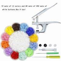 200 sets Snaps Plastic Buttons with Snaps Pliers Set for Clothes Sewing, Bibs, Rain Coat Crafting in1 3 colors