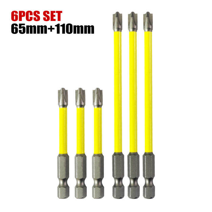 Slotted Cross Screwdriver Bit 6 × Screwdriver Bit 65mm 110mm For Socket