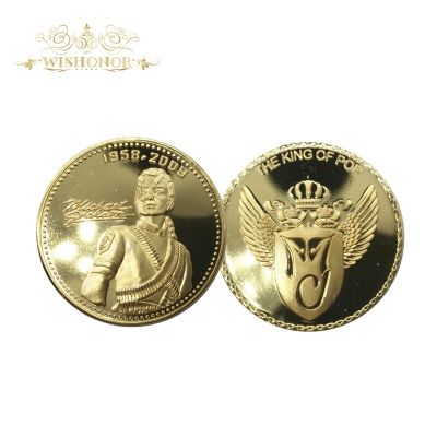 เหรียญทองคำพร้อมกล่องกลมขนาดเล็กของที่ระลึก Gratis Ongkir เหรียญทองเหรียญเงินชุบทองไมเคิลแจ็คสัน2017เป็นมิตรกับสิ่งแวดล้อม