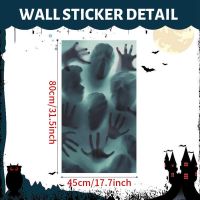 Halloween Static Stickers Removable Bloody Handprint Ghost Horror Window Sticker Halloween Party Decoration for Home