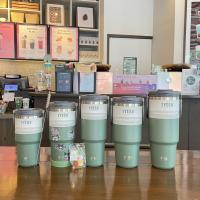 (ของแท้) tyeso แก้วเย็นใหม่พร้อมที่จับแก้วกาแฟสแตนเลส 304 600ml/750ml/900ml/1050ml/1200ml ราคาไม่แพง