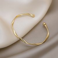 【hot】✉∋  Fashion Opening Bangle Gold Color Twisted Thin Bangles Female Minimalist Cuff Jewelry